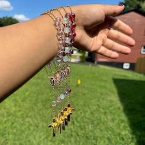Gold Custom Car Rosary | Personalized Bead & Pendant Colors | Handmade Vehicle Rosary for Rear view Mirror