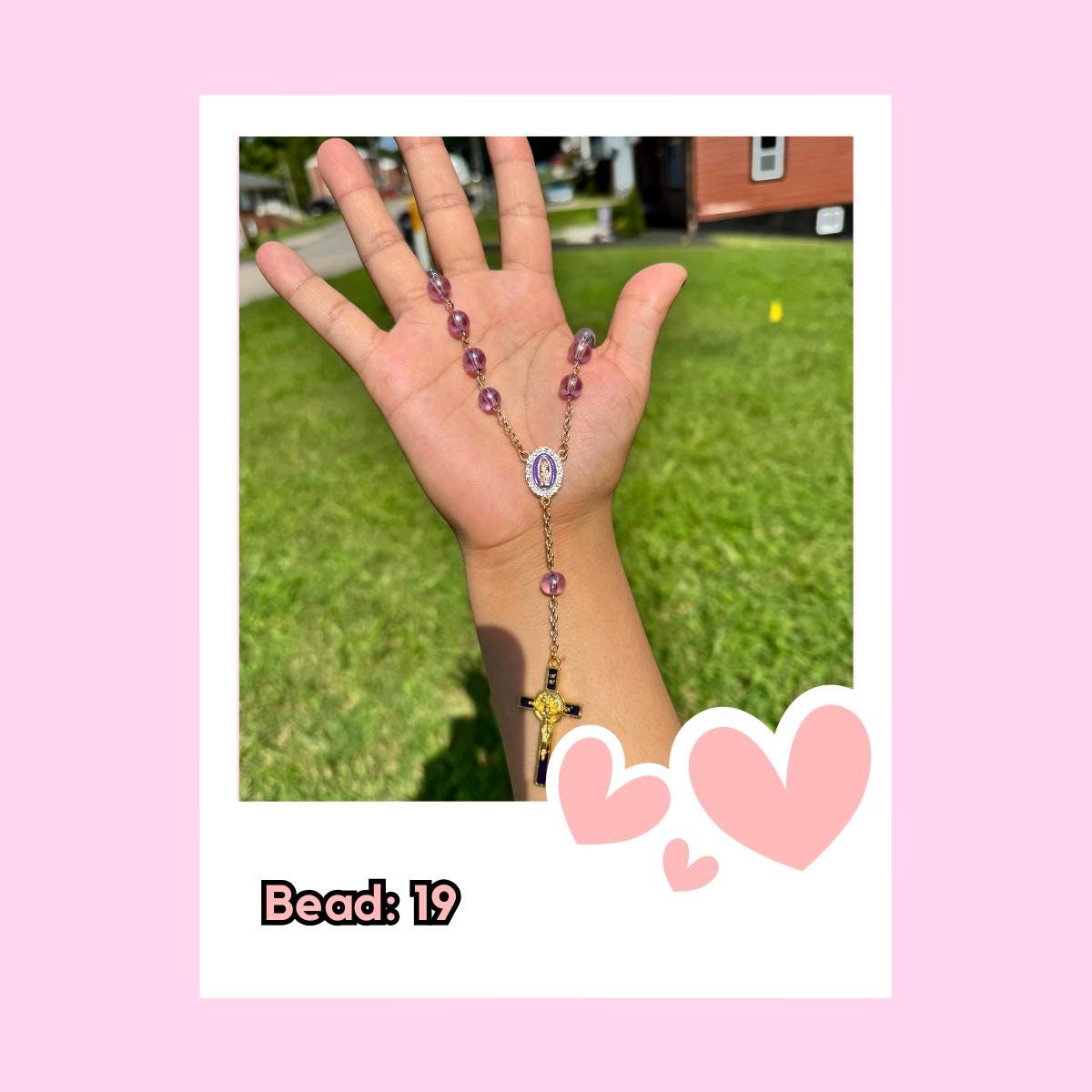 Gold Custom Car Rosary | Personalized Bead & Pendant Colors | Handmade Vehicle Rosary for Rear view Mirror