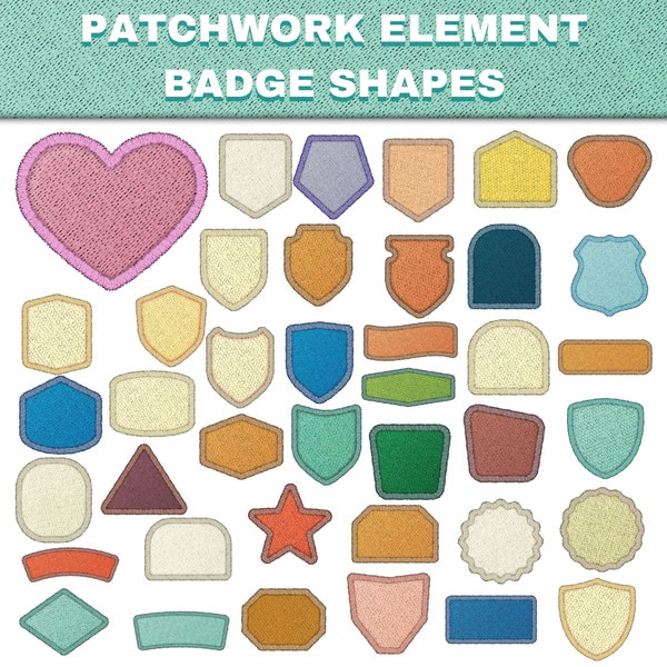 Sew Sweet! Patchwork Element Badge Shapes Clipart for DIY Creatives.