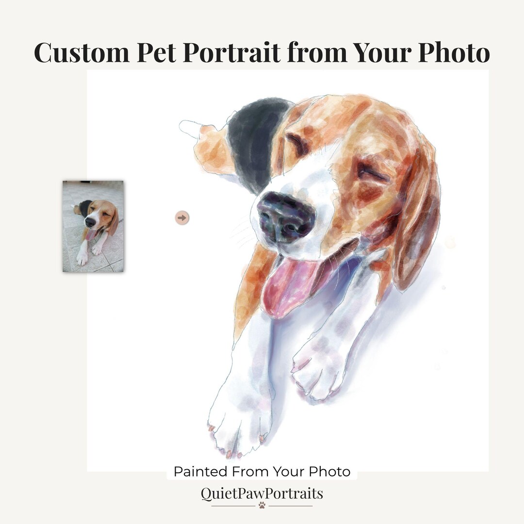 Custom Watercolor Pet Portrait From Photo, Dog & Cat Portrait ...