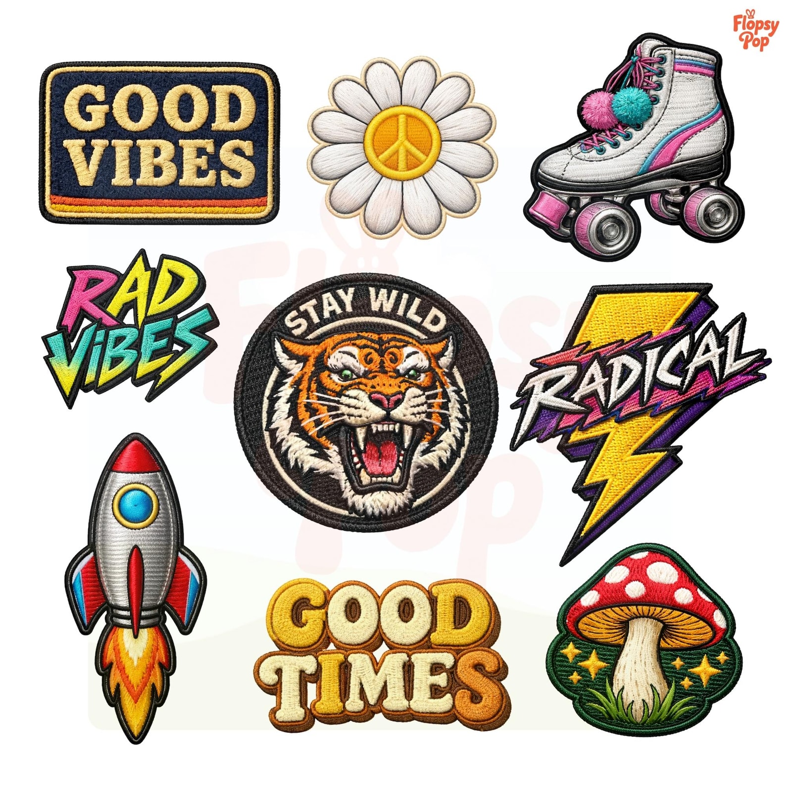 Retro Computer Patch Retro Vintage Embroidery Patches PNG Bundle | 70s 80s 90s Streetwear ...