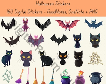 Halloween digitale stickers | Leuke griezelige stickers | Halloween-stickers | Goodnotes-stickers | Vakantiestickers | OneNote-stickers | PNG