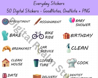 Everyday Life Digital Stickers | Goodnotes Stickers | OneNote Stickers | Digital Planner Stickers | iPad Stickers | PNG