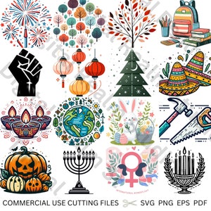 Holidays and Seasonal Svg Bundle, SVG Bundle, SVG, Holiday Svg Files, Holiday Svg Bundle, Svg Files For Cricut, Png Bundle, Holiday Clipart