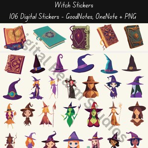 Witch Digital Stickers | Halloween Digital Stickers | Cute Spooky Stickers | Goodnotes Stickers | Holiday Stickers | OneNote Stickers | PNG