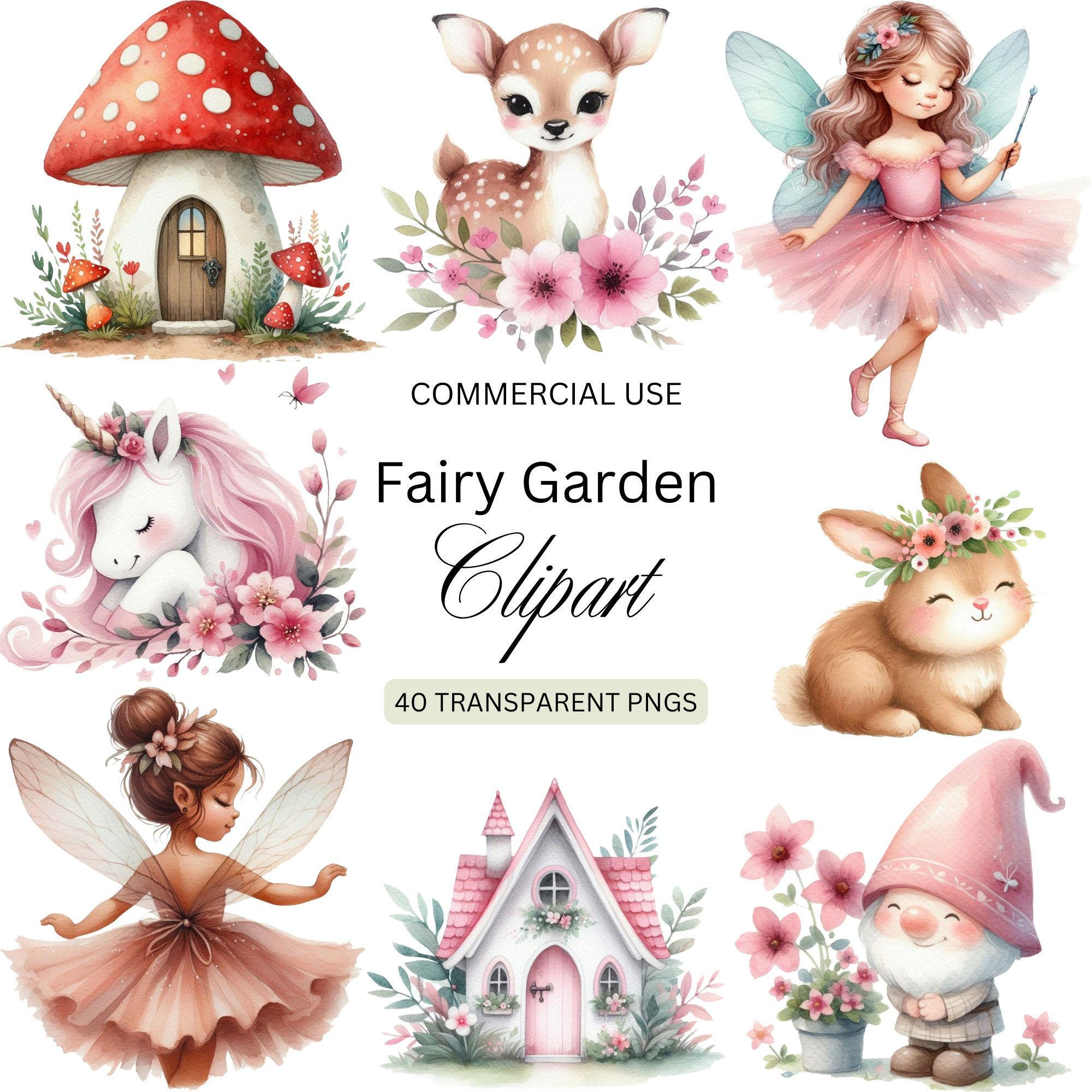 Watercolour Fairy Garden Clipart | Cute Fairy Garden Clipart ...