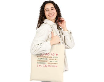 Inspirational Quote Canvas Tote Bag, Empowerment Gift
