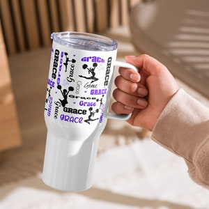 Personalized Cheerleader Tumbler with Handle, Gift for Cheerleader, Cheer Coach Gift, Matching Cheer Team Gift, 25oz Insulated Travel Mug