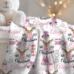 Personalized 1st. Christmas  Blanket, Baby/NB Blanket, Xmas Throw, Custom Baby Gift, Custom Name, Custom Xmas Throw, Christmas Gift