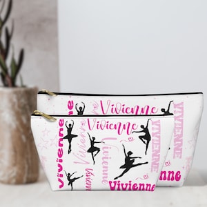 Personalized Ballet Cosmetic Bag, Custom Name Dancer Gift