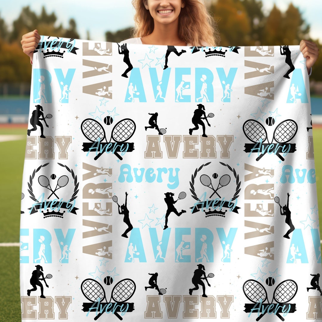 Tennis Girl Personalized Blanket, Custom Name Tennis Throw, Gift for Tennis Coach, Tennis Player