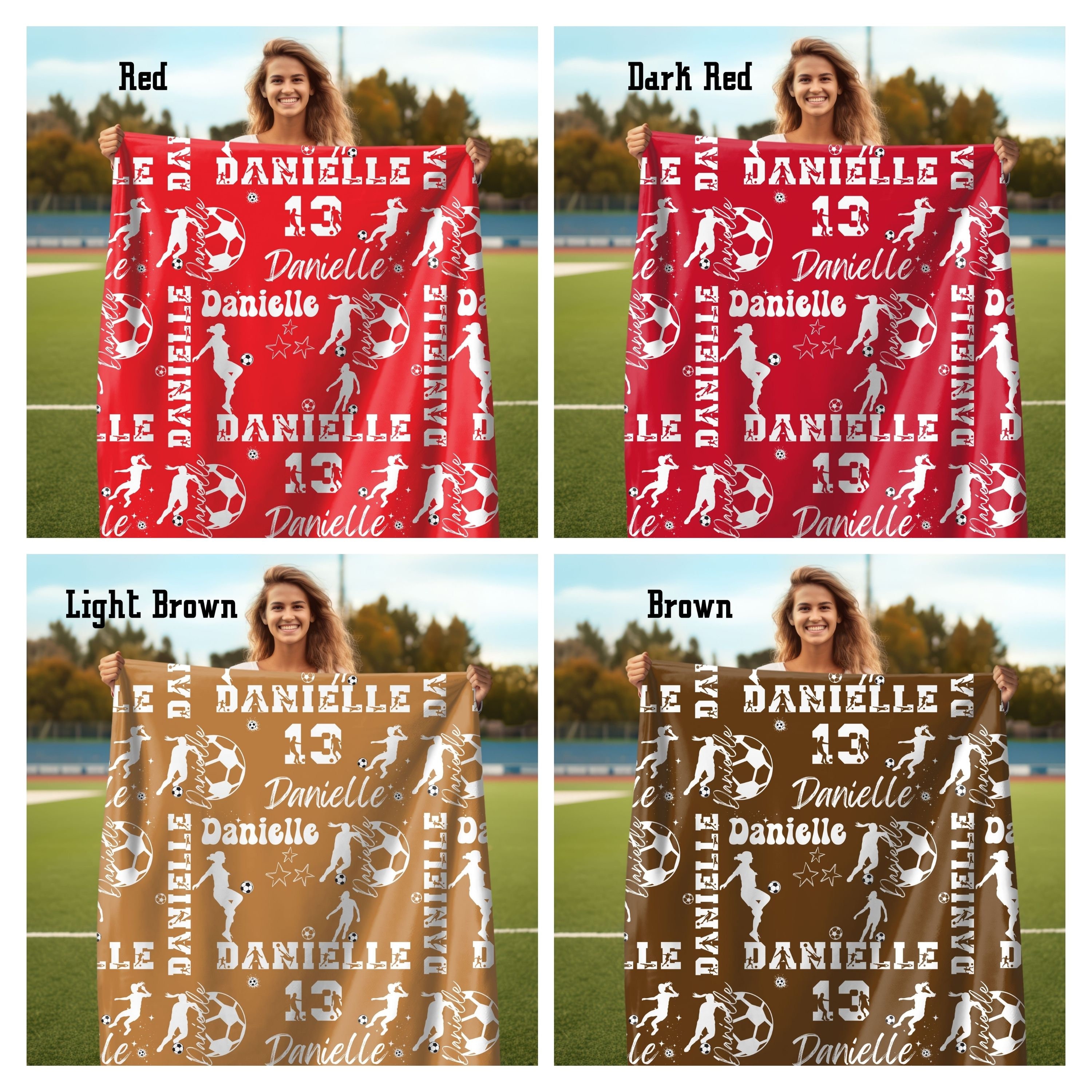 Personalized Soccer Girl Blanket, Custom Name Football Throw, Personalized Gift for Soccer Player, Matching Team Gift Soccer Senior Night