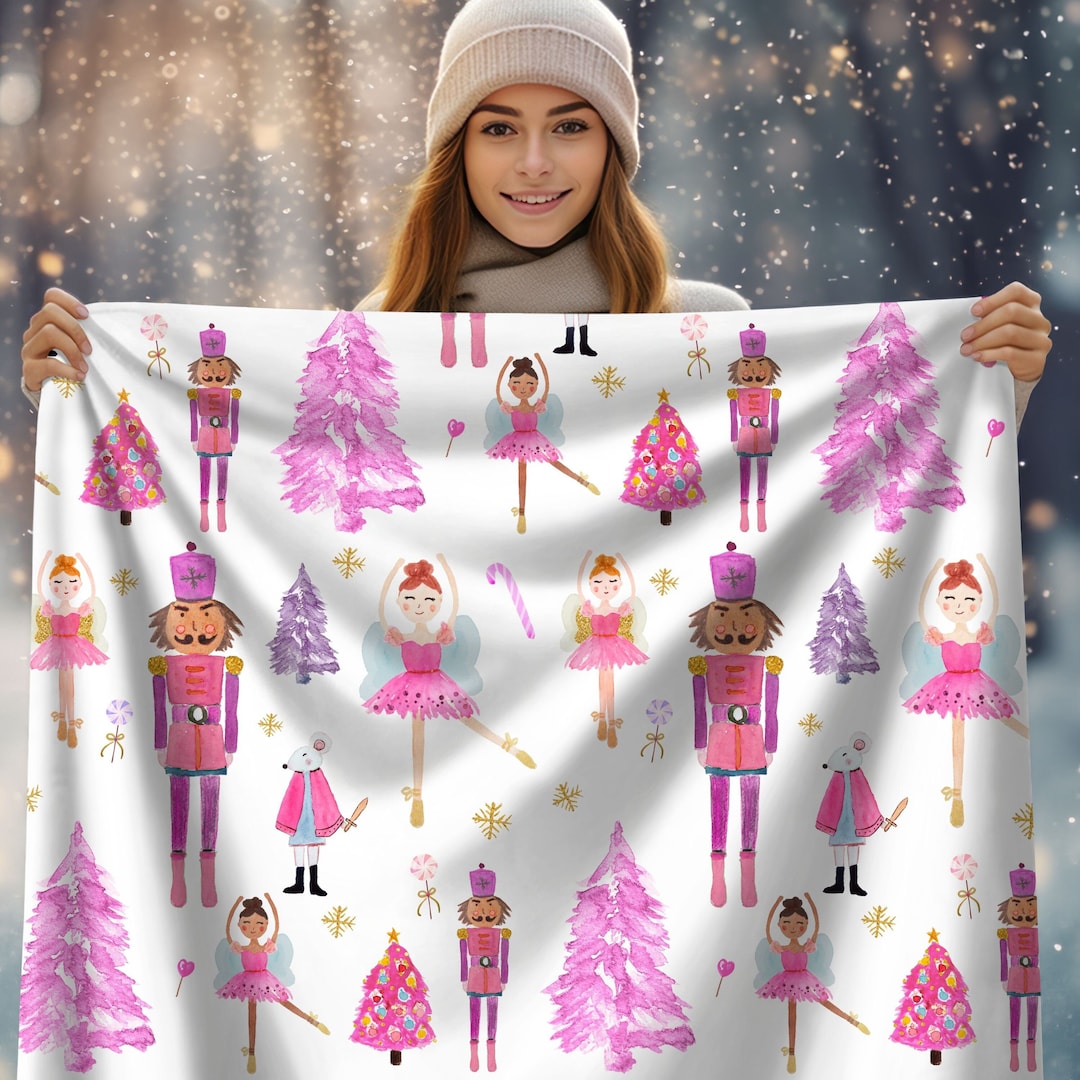 Christmas Nutcracker Blanket, Blanket With Ballet Nutcracker Pattern