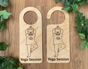 Door sign "Beary Yoga Session", Do Not Disturb, Yoga, Yoga Session, Pssssst!, Meditation
