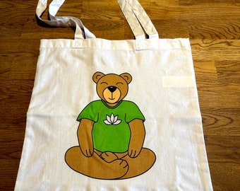 Cotton bag "bear meditation" - cotton bag