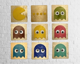 Pac-Man wall pictures (each 20 x 20 cm), decoration, nostalgia, gaming, retro