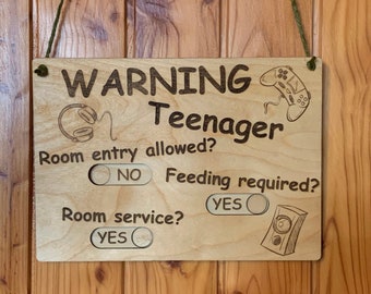 Teenager Parent Interface (English), Attention Teenagers, Sign, Interactive, Gift, Children's Room, Door Sign, Communication, Birthday