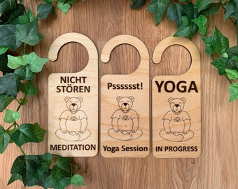 Door sign "Beary Meditation", Do Not Disturb, Yoga, Yoga Session, Pssssst!, Meditation