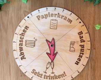 Glücksrad "Sekt trinken oder etwas Sinnvolles tun?"