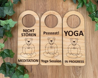 Door sign "Beary Meditation", Do Not Disturb, Yoga, Yoga Session, Pssssst!, Meditation