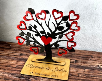 Money gift heart tree, wedding, love, gift, birthday, Mother's Day, Father's Day, groomsmen, personalized