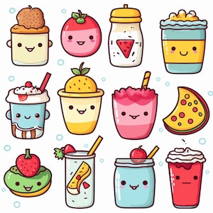 Cute kawaii food clipart midjourney prompt kawaii food sticker prompt