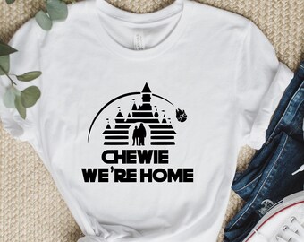 Maglietta Chewie We're Home, Maglietta Han Solo Chewbacca, Maglietta Disney Galaxy Wars Day, Maglietta Galaxy's Edge, Magliette per fan di Star Wars, Maglietta da viaggio