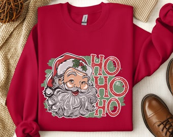 Retro Cheerful Santa Tshirt, Santa Merry Christmas Shirt, Vintage Santa Claus Graphic Tee, Xmas Women Men Gift, Classic Christmas Sweatshirt