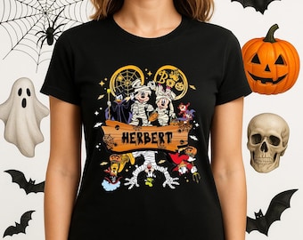 Maglietta Disney personalizzata per Halloween – Maglietta personalizzata con Topolino Mummia e amici, maglietta spettrale con nome per bambini, maglietta per costume di famiglia autunnale Disney