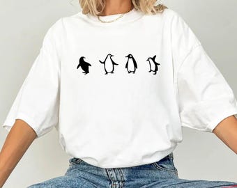 Camiseta de pingüino, sudadera de pingüino, sudadera para amantes de los animales, camiseta con espíritu animal, diseño de pingüino, sudadera con capucha de pingüino, camiseta acogedora de invierno