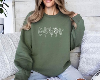 Maglietta con fiori selvatici, Felpa mamma, Cottagecore floreale, Maglietta botanica, Maglietta con fiori, Maglietta natura, T-shirt con fiori selvatici, Maglietta con fiori selvatici