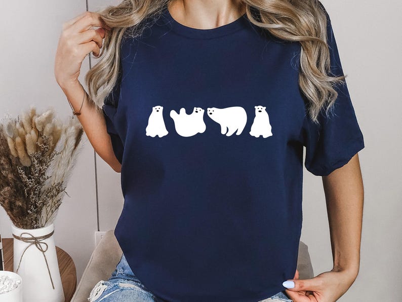 Lustiges Eisbär-Grafik-T-Shirt, Eisbär-Geschenke, Tierhemd, Tiergeschenk, niedliches Winter-Tierhemd, niedliches Eisbär-Shirt, Eisbär-Hemd Bild 2