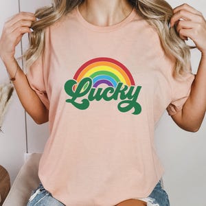 Chemise arc-en-ciel porte-bonheur, chemise de la Saint-Patrick, chemise irlandaise, chemise à boire, chemise de la Saint-Patrick pour femme, chemises shamrock, trèfle porte-bonheur image 6