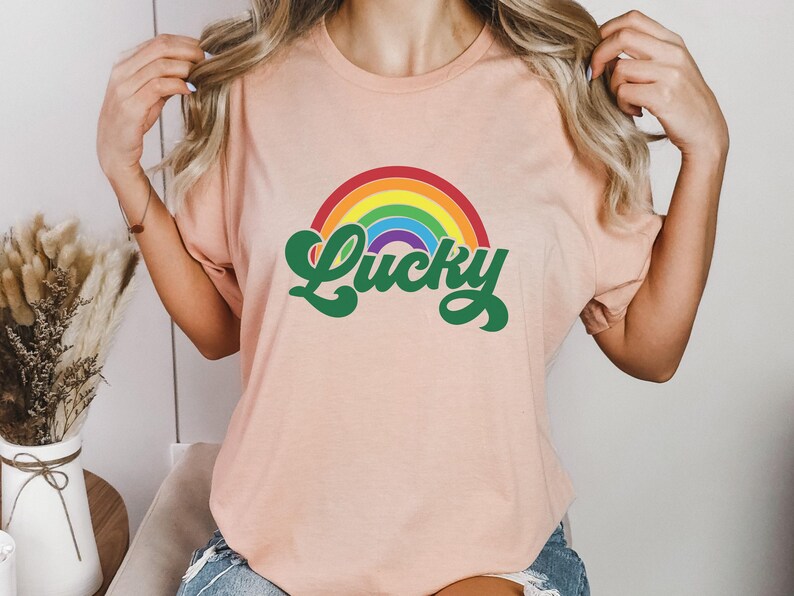 Chemise arc-en-ciel porte-bonheur, chemise de la Saint-Patrick, chemise irlandaise, chemise à boire, chemise de la Saint-Patrick pour femme, chemises shamrock, trèfle porte-bonheur image 6