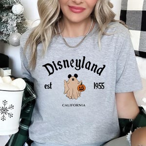 Disneyland Halloween Ghost Shirt With Pumpkin Bucket, Vintage 1955 California Design, Spooky Season Disney Shirt, Mickey Disney World Tshirt