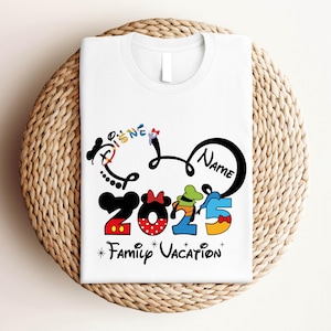 2025 Custom Name Disney Family Vacation Shirt, Disney Family Matching T-Shirt, Personalized Disney Trip, Disneyworld Matching Mickey Minnie