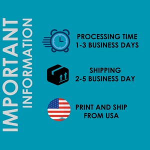 three icons and text boxes providing information about shipping and processing times.