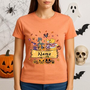 Custom Winnie Halloween Shirt – Personalized Fall Pumpkin Design with Pooh & Friends, Cute Trick or Treat Kids Name Tee