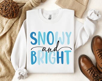 Verschneites und helles Sweatshirt, fröhliches und helles Sweatshirt, Schnee-Tag-Shirt, Winter-Schnee-Sweatshirt, Winter-Sweatshirt, Schneemann-Sweatshirt, nett