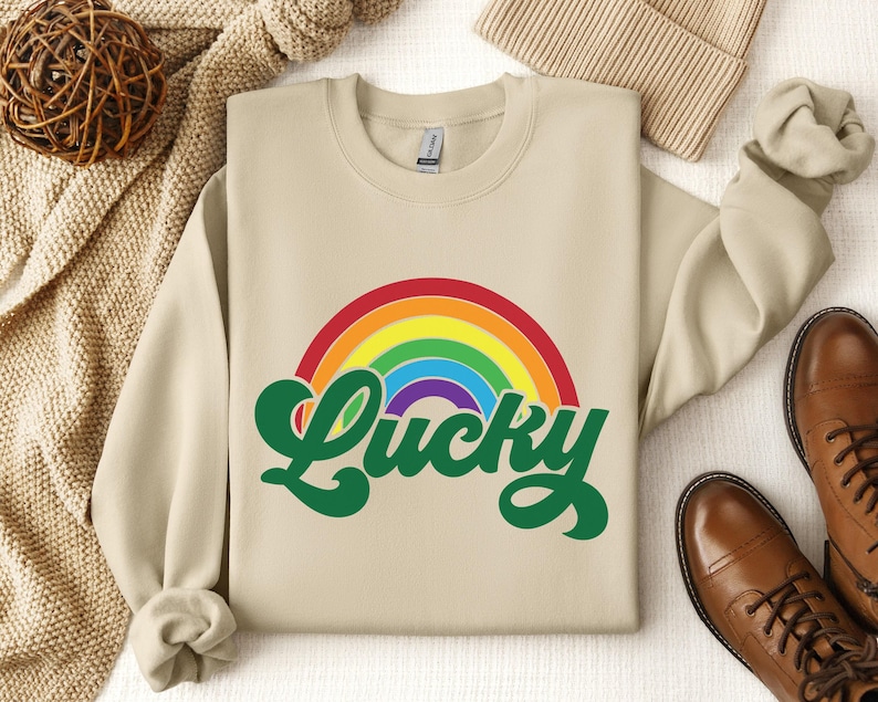 Chemise arc-en-ciel porte-bonheur, chemise de la Saint-Patrick, chemise irlandaise, chemise à boire, chemise de la Saint-Patrick pour femme, chemises shamrock, trèfle porte-bonheur image 1