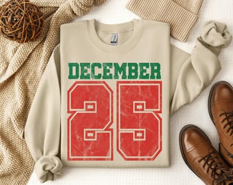 December 25 Sweatshirt, Merry Christmas Shirt, Christmas T shirt, Christmas Family Shirt, Christmas Gift, 70s Style Merry Christmas Shirt