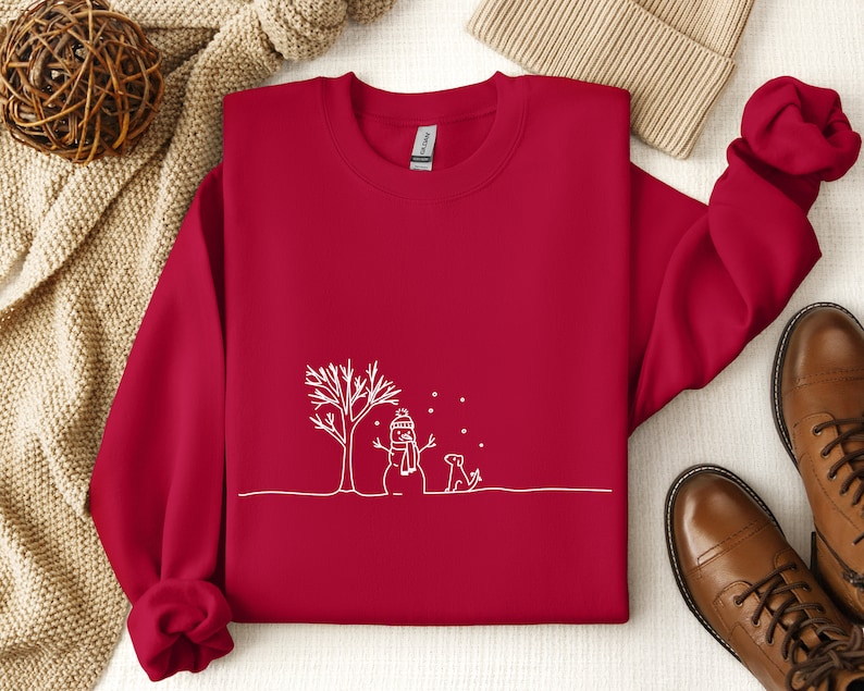 Christmas Snowman Sweatshirt, Christmas Sweatshirt,Snowman Shirt, Snowman T-Shirt, Christmas Crewneck, Christmas Shirts for Women, Dog Shirt image 3