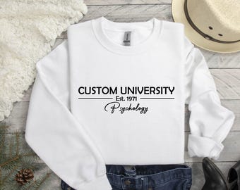 Suéter personalizado de Psicología Universitaria, Sudadera con Letras Universitarias, Facultad de Educación, Regalo Personalizado del Departamento para Estudiantes de Psicología
