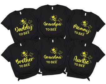 Camiseta de la familia Bee, Camiseta de anuncio de embarazo, Regalo para baby shower, Mamá futura abeja, Camiseta para mamá primeriza, Papá futuro abeja, Camiseta a juego para la familia, Tía