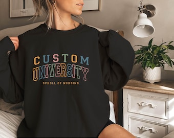Sudadera personalizada de la Facultad de Enfermería de la Universidad, Regalo personalizado para enfermeras, Sudadera con letras universitarias, Sudadera personalizada de la Facultad de Educación