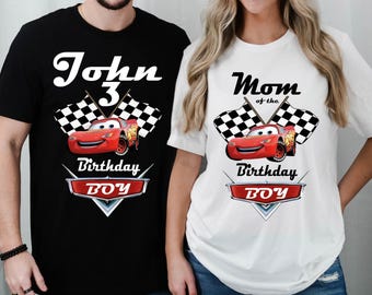 Camiseta de cumpleaños de Lightning McQueen para niño, camiseta de cumpleaños para niños pequeños y jóvenes, camiseta de cumpleaños para la familia, camiseta de cumpleaños para el grupo, cumpleaños de Disney Cars, camiseta de cumpleaños para corredores
