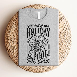 Holiday Spirit Skeleton Sweatshirt, Skeleton Christmas Shirt, Christmas Crewneck, Holiday Sweater, New Year Shirt, Christmas Lights Shirt image 5