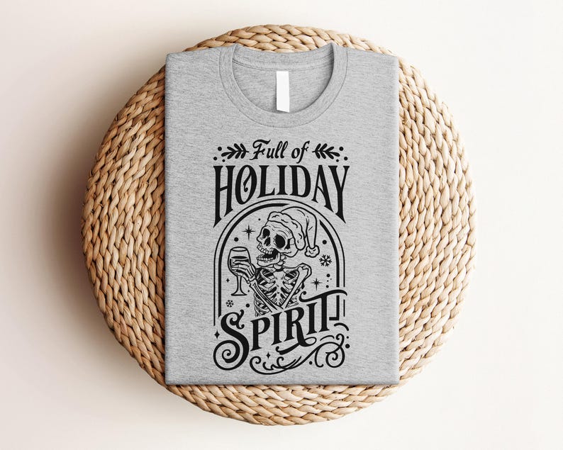 Holiday Spirit Skeleton Sweatshirt, Skeleton Christmas Shirt, Christmas Crewneck, Holiday Sweater, New Year Shirt, Christmas Lights Shirt image 5