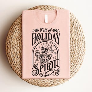 Holiday Spirit Skeleton Sweatshirt, Skeleton Christmas Shirt, Christmas Crewneck, Holiday Sweater, New Year Shirt, Christmas Lights Shirt image 4