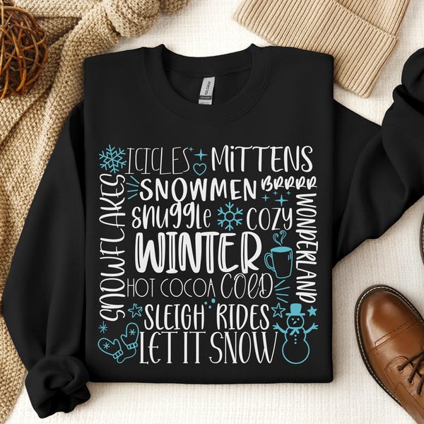 Sudadera Let It Snow, Sudadera acogedora para la temporada, Camiseta para la temporada de frío, Regalo de invierno para las fiestas, Sudadera de invierno, Camiseta de invierno, Camisetas de otoño